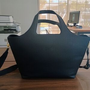 Amazon Essentials Black Textured Tote Shoulder Bag